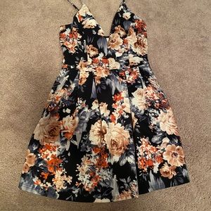 Navy (almost black) Floral Mini Dress